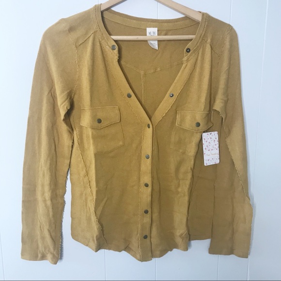 Free People | Starlight Henley Mustard Tee New S - Picture 5 of 8